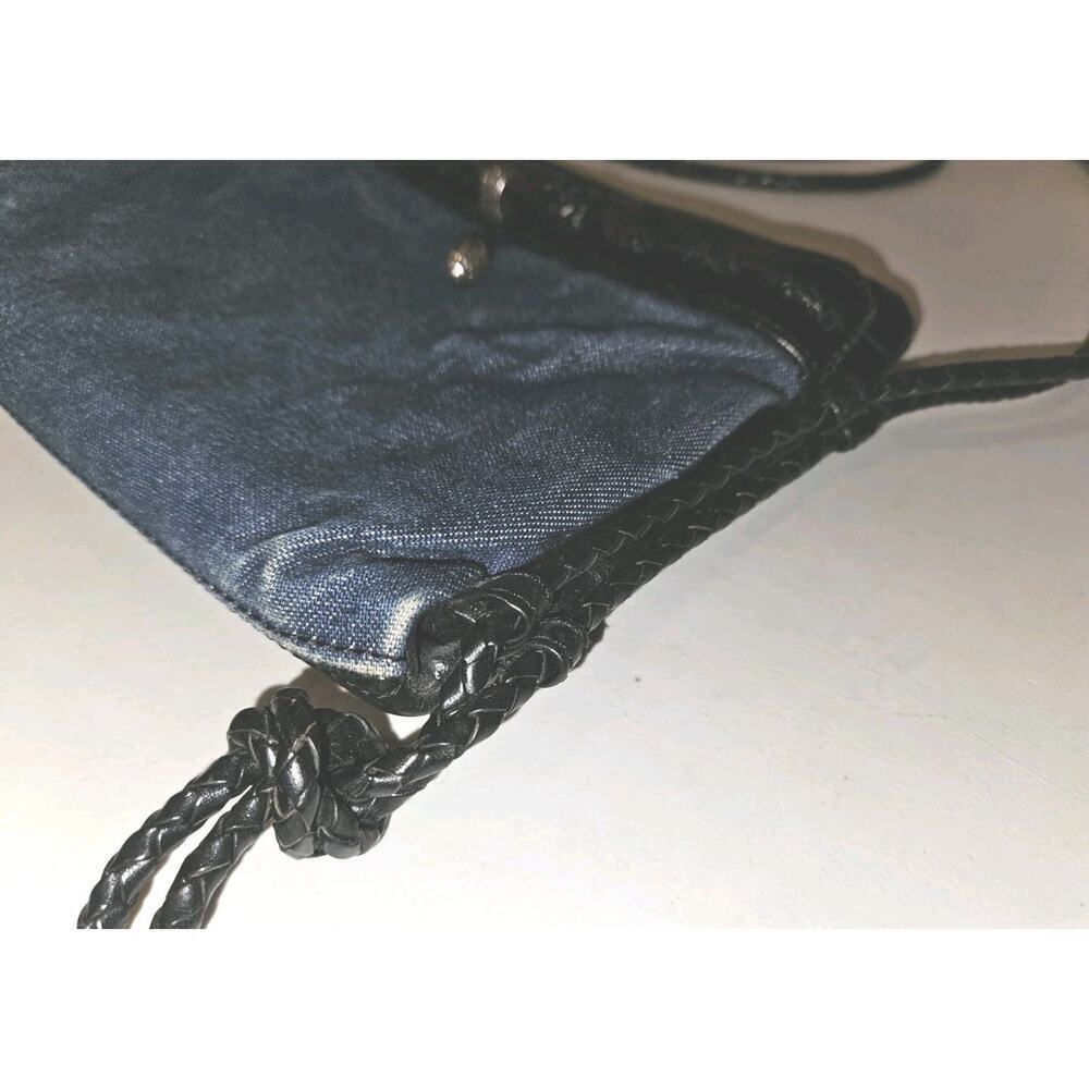 Brighton Denim and Leather Crossbody Bag Purse 8x7 - Picture 5 of 8